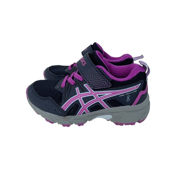 Asics Pre Venture 8 PS Running Shoes Unisex Kids Size 10 Black Purple 1014A170 - Picture 2 of 9